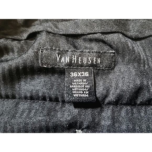 Van Heusen 36x36 Dress Pants Men's Grey Polyester Flat Front Straight Leg Preppy - Picture 8 of 10